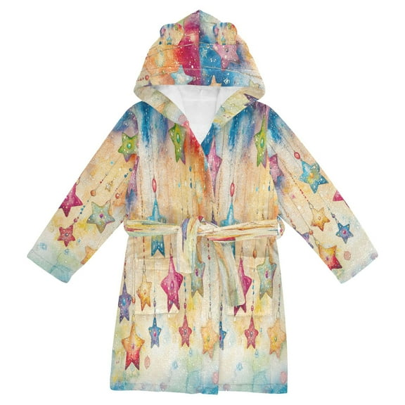BZSMCE Bathrobes Belt Hooded Colorful Starry Serenade Creative Pattern