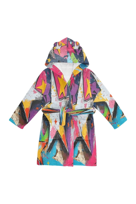 Bathrobes Belt Hooded Colorful Starscape Creative Pattern