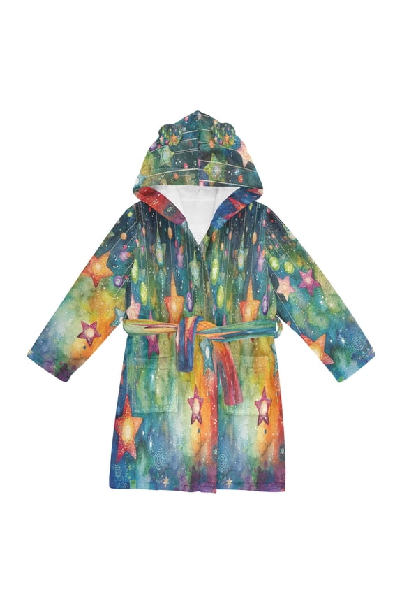 Bathrobes Belt Hooded Cosmic Starry Hangout Creative Pattern