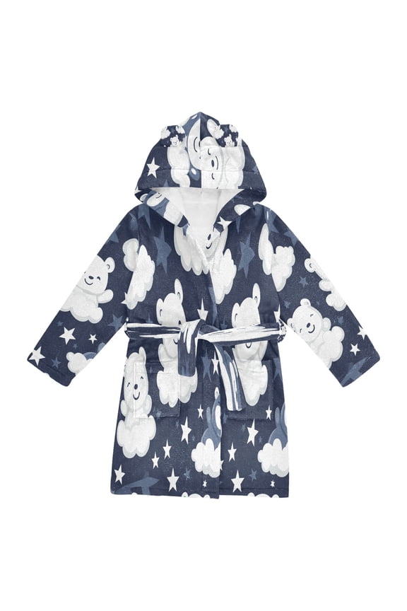 Bathrobes Belt Hooded Cuddly Clouds and Bears Creative Pattern