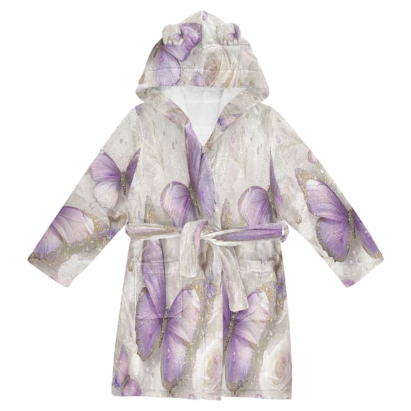 BZSMCE Bathrobes Belt Hooded Delicate Butterflies Creative Pattern