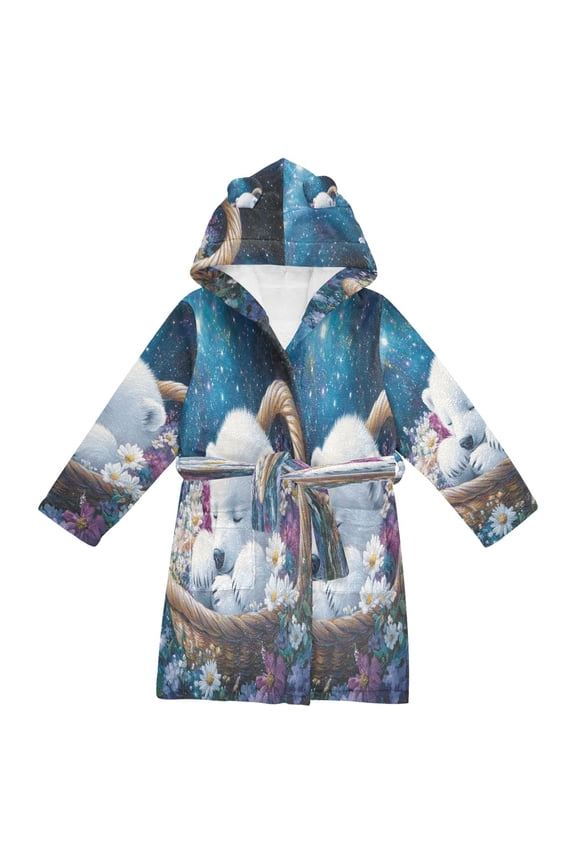 Bathrobes Belt Hooded Dreamy Polar Bear Creative Pattern