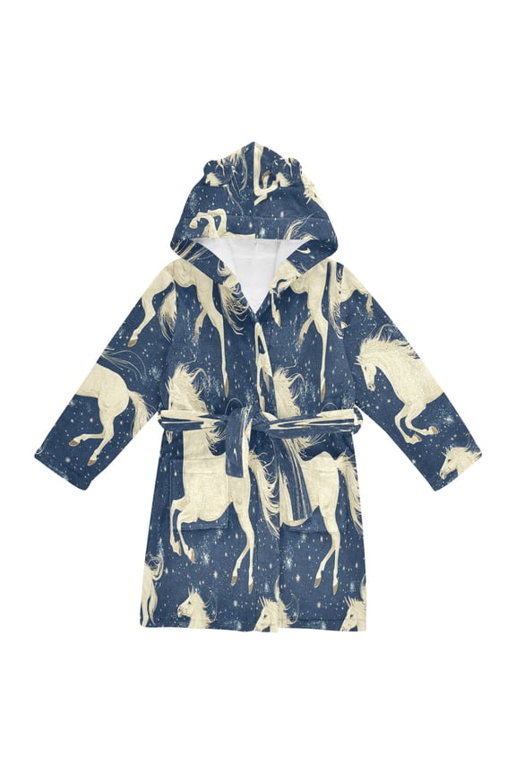 Bathrobes Belt Hooded Dreamy Unicorns Creative Pattern