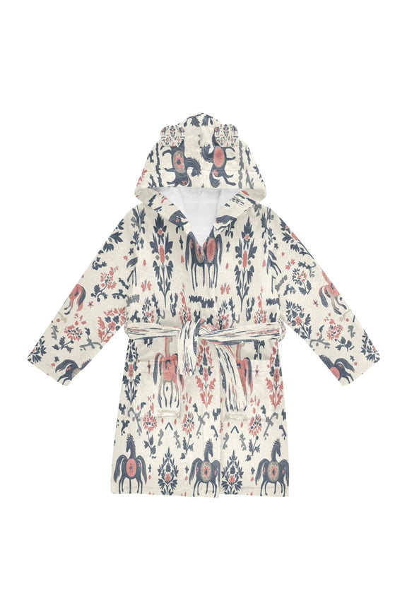 Bathrobes Belt Hooded Equine Elegance Creative Pattern