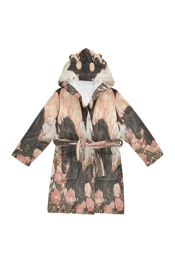 Bathrobes Belt Hooded Equine Moonlight Creative Pattern