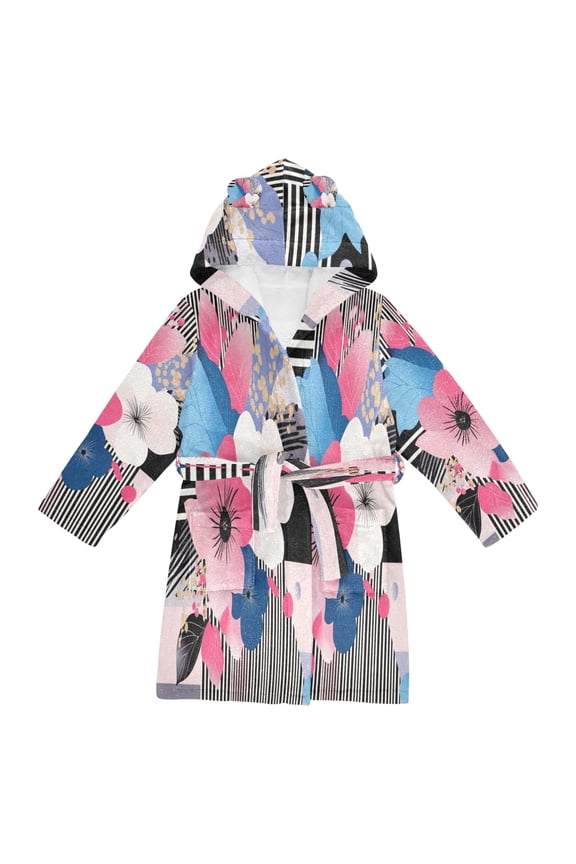 Bathrobes Belt Hooded Floral Delight in Stripes Creative Pattern