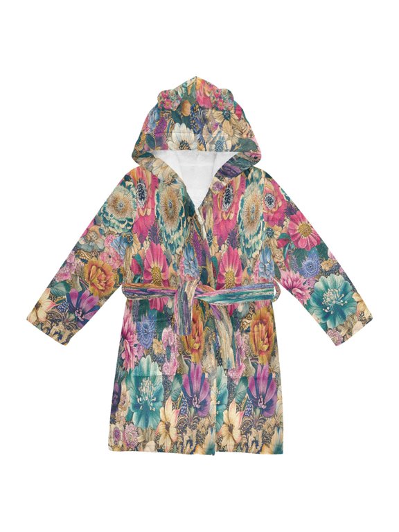 Bathrobes Belt Hooded Floral Fantasy Creative Pattern