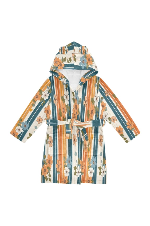 Bathrobes Belt Hooded Floral Stripes Creative Pattern