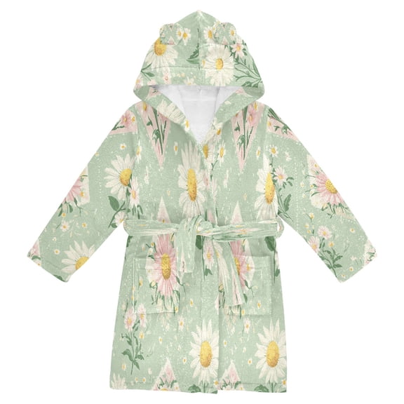 BZSMCE Bathrobes Belt Hooded Floral Whimsy Creative Pattern