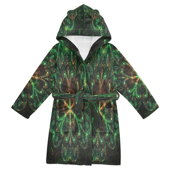 BZSMCE Bathrobes Belt Hooded Fractal Blooming Harmony Creative Pattern