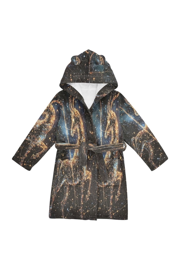 Bathrobes Belt Hooded Galactic Capricorn Creative Pattern