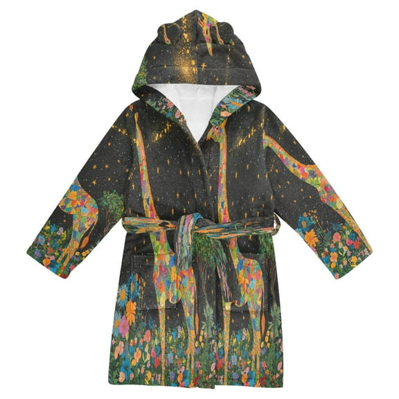 BZSMCE Bathrobes Belt Hooded Galactic Giraffe Creative Pattern