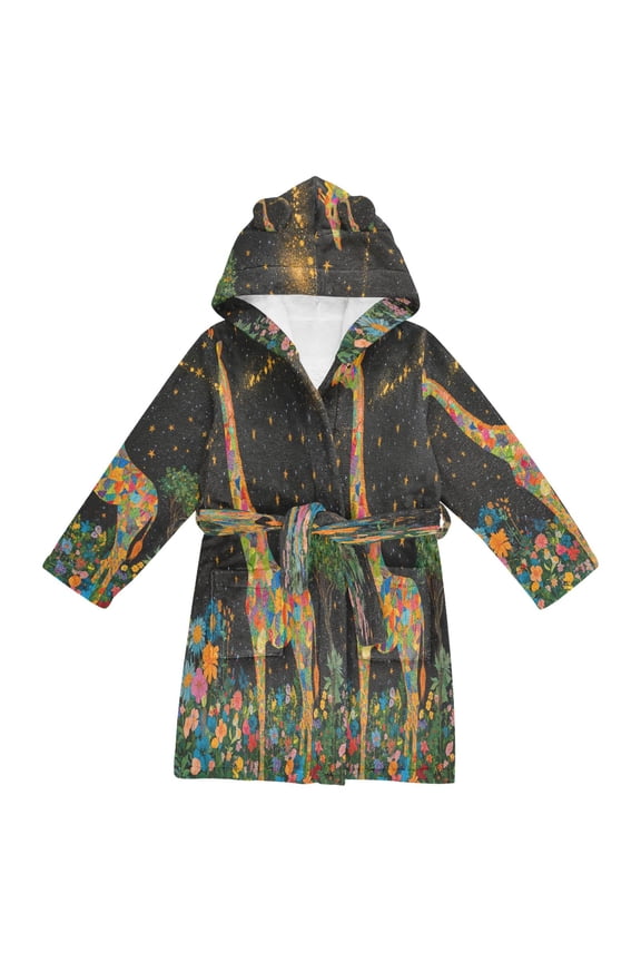 Bathrobes Belt Hooded Galactic Giraffe Creative Pattern