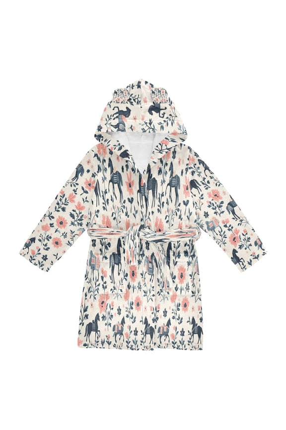 Bathrobes Belt Hooded Galloping Through Blooms Creative Pattern