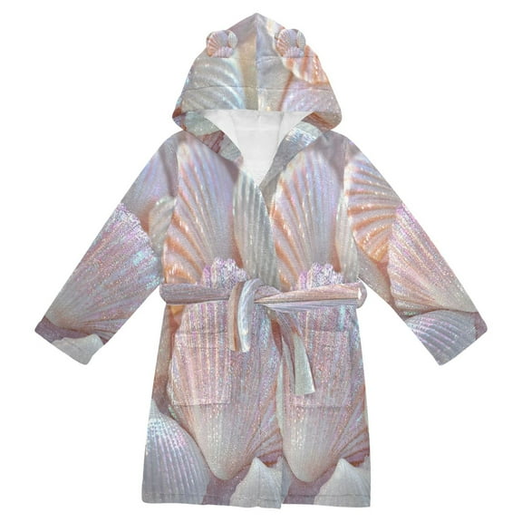 BZSMCE Bathrobes Belt Hooded Glistening Seashells Creative Pattern