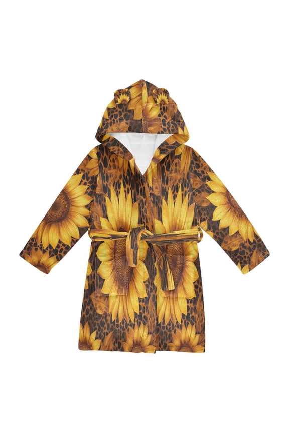 Bathrobes Belt Hooded Golden Sunflower Patterns Creative Pattern