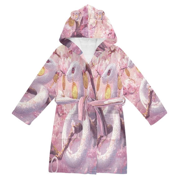 BZSMCE Bathrobes Belt Hooded Golden-eyed Guardian Creative Pattern