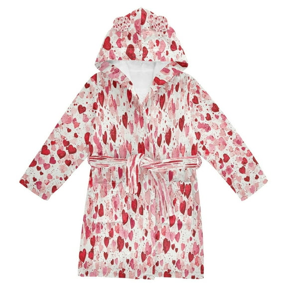BZSMCE Bathrobes Belt Hooded Heart Confetti Creative Pattern