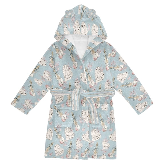 BZSMCE Bathrobes Belt Hooded In Floral Teddy Tapestry Pattern