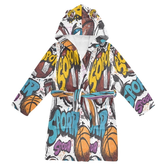 BZSMCE Bathrobes Belt Hooded In Street Art Sports Pattern