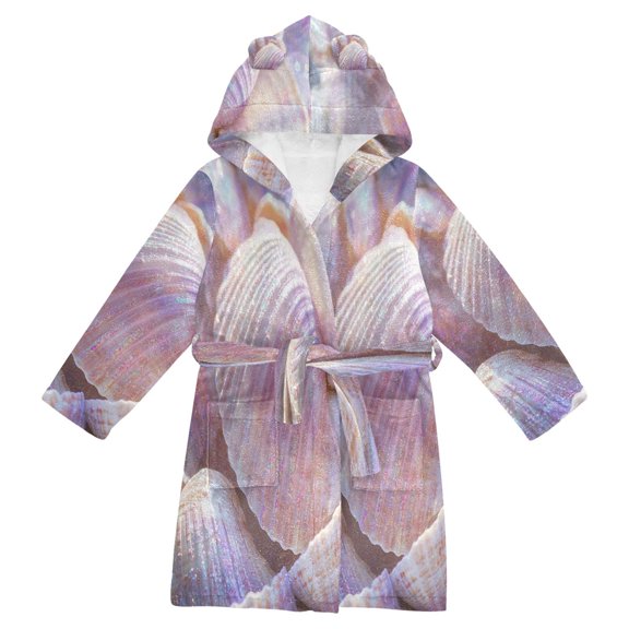 BZSMCE Bathrobes Belt Hooded Iridescent Shell Collection Creative Pattern