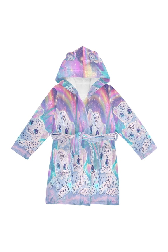 Bathrobes Belt Hooded Leopard Trio under The Rainbow Creative Pattern