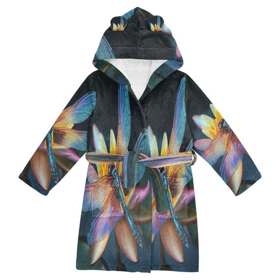 BZSMCE Bathrobes Belt Hooded Luminous Dragonfly Creative Pattern