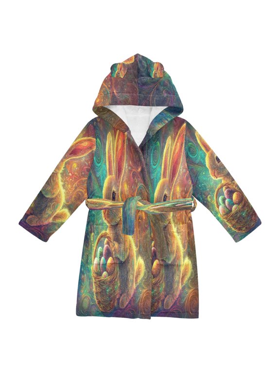 Bathrobes Belt Hooded Magical Bunny Creative Pattern