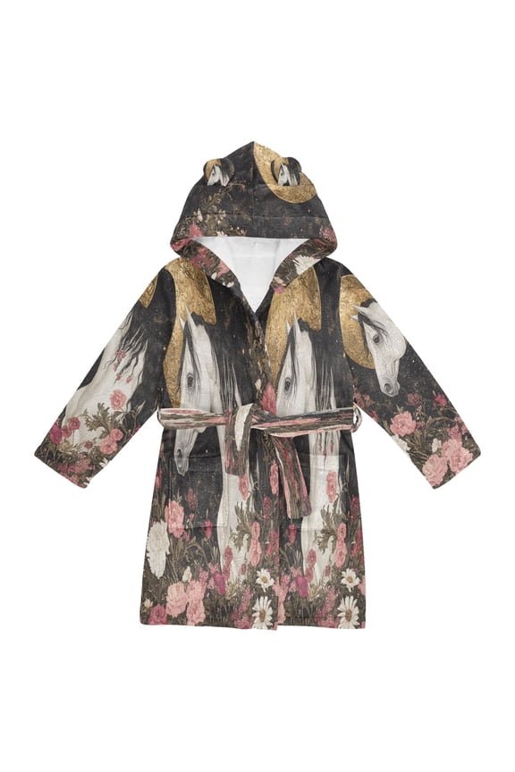 Bathrobes Belt Hooded Moonlit Mare Creative Pattern