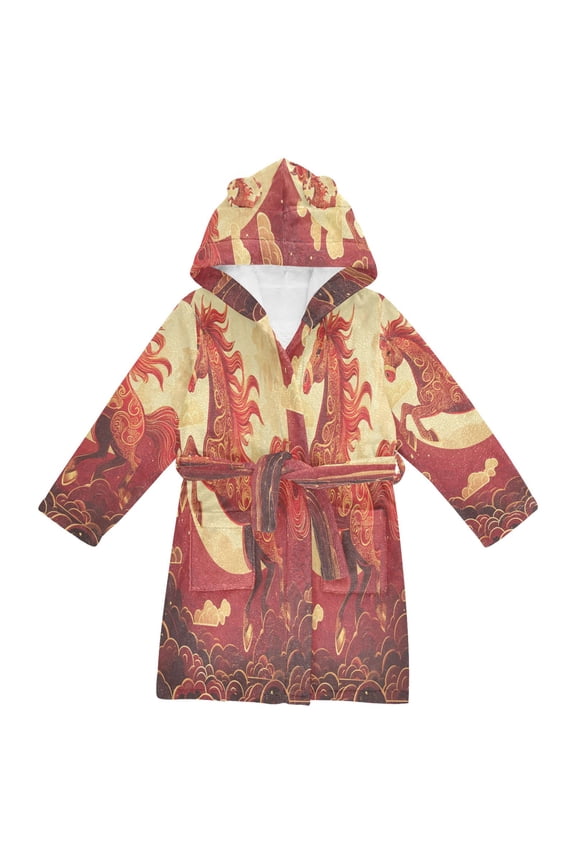 Bathrobes Belt Hooded Mystical Moon Horse Creative Pattern