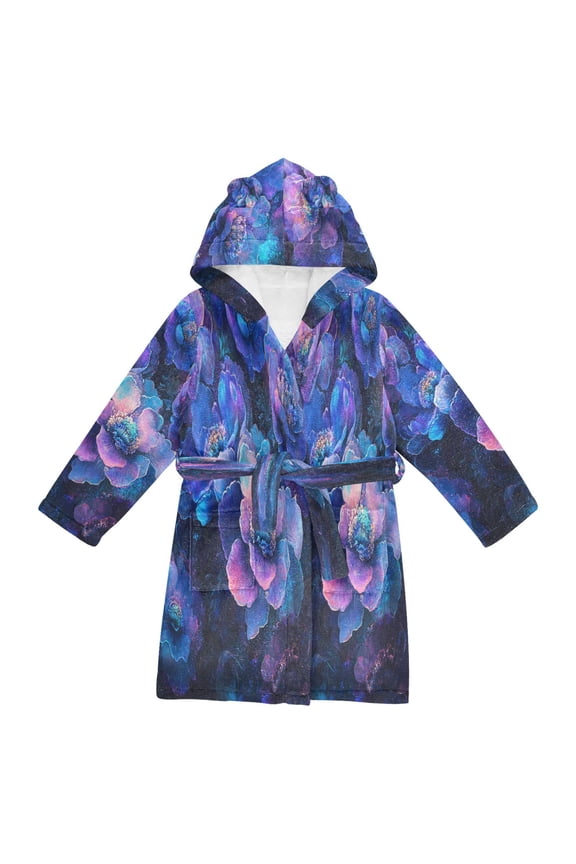 Bathrobes Belt Hooded Mystical Twilight Blooms Creative Pattern