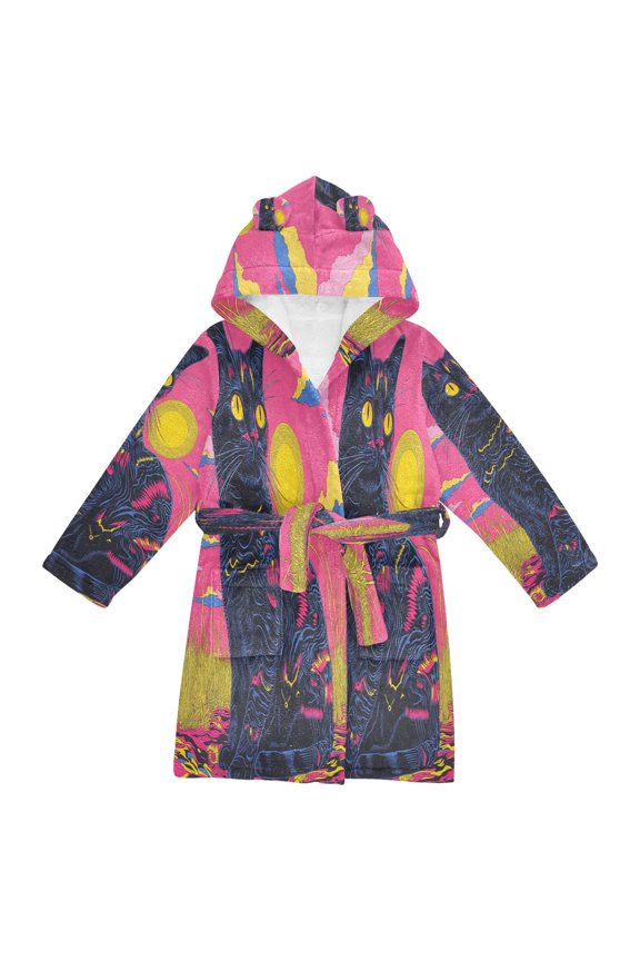 Bathrobes Belt Hooded Neon Dreams Creative Pattern