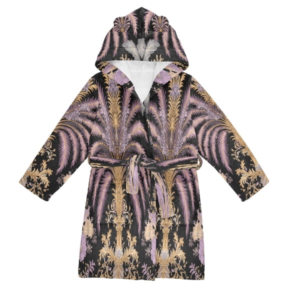 BZSMCE Bathrobes Belt Hooded Opulent Botanical Elegance Creative Pattern