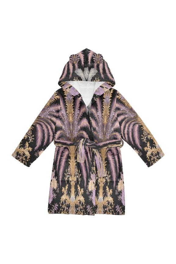 Bathrobes Belt Hooded Opulent Botanical Elegance Creative Pattern