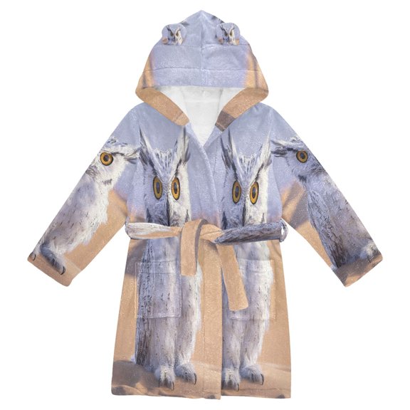 BZSMCE Bathrobes Belt Hooded Owl in The Desert Creative Pattern