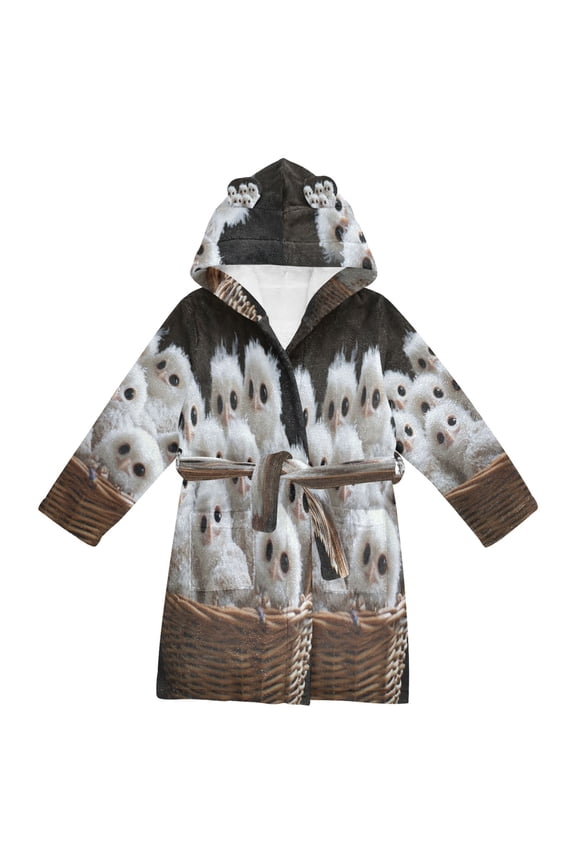 Bathrobes Belt Hooded Owls in A Cozy Nest Creative Pattern