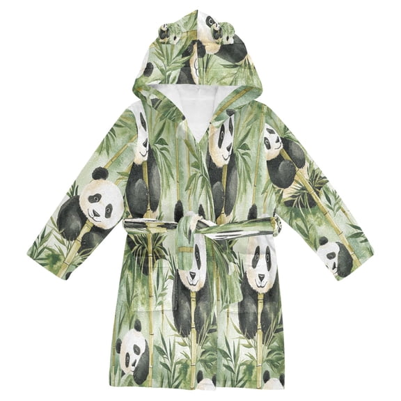 BZSMCE Bathrobes Belt Hooded Pandas Among Bamboo Bliss Creative Pattern