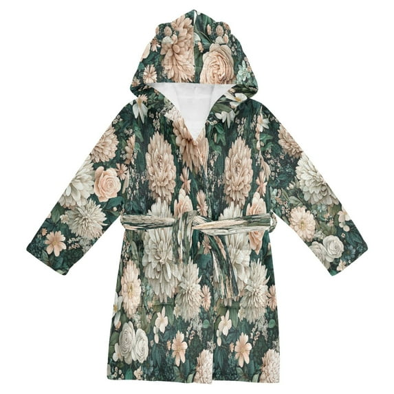 BZSMCE Bathrobes Belt Hooded Pastel Bloom Symphony Creative Pattern