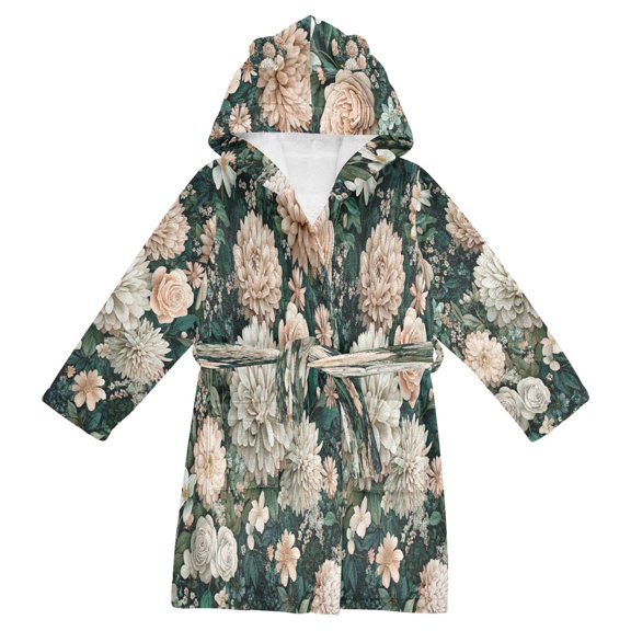 BZSMCE Bathrobes Belt Hooded Pastel Bloom Symphony Creative Pattern