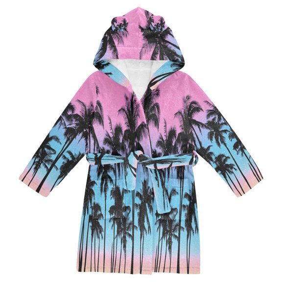 BZSMCE Bathrobes Belt Hooded Pastel Paradise Creative Pattern
