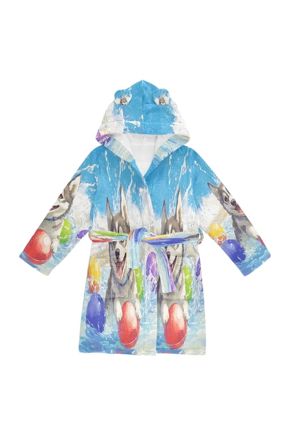 Bathrobes Belt Hooded Playful Tiger in The Wild Creative Pattern