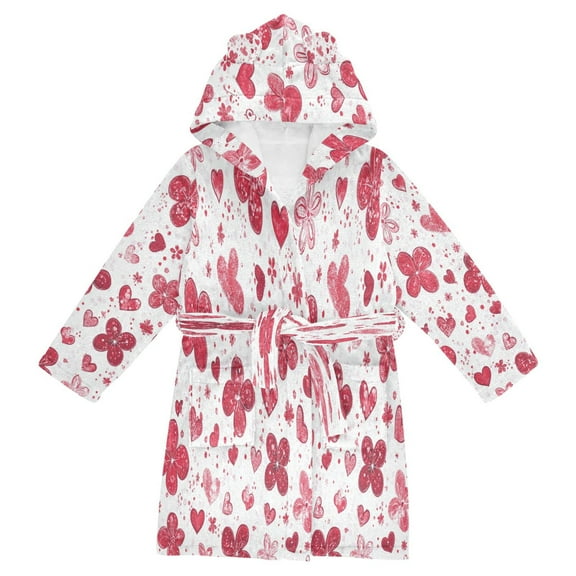 BZSMCE Bathrobes Belt Hooded Poppy Symphony Creative Pattern