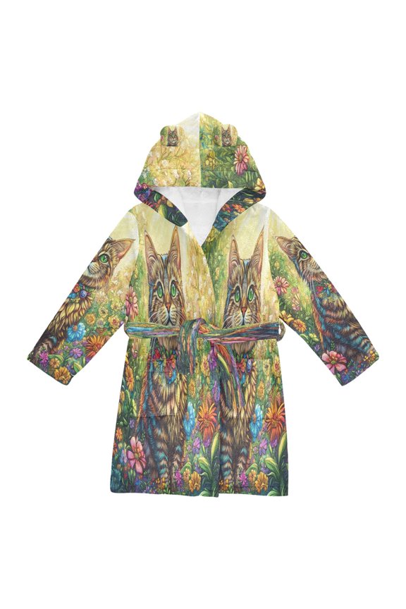 Bathrobes Belt Hooded Radiant Floral Companion Creative Pattern