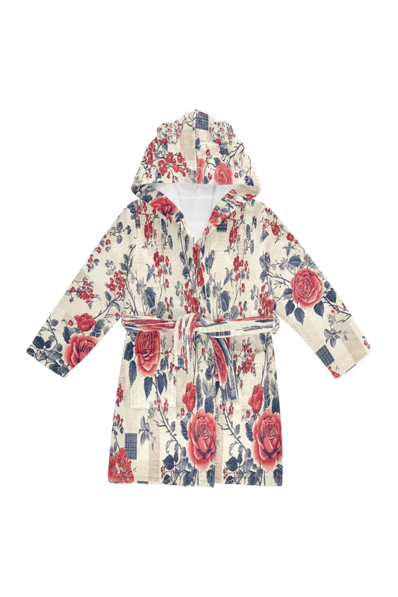 Bathrobes Belt Hooded Rose Mosaic Creative Pattern