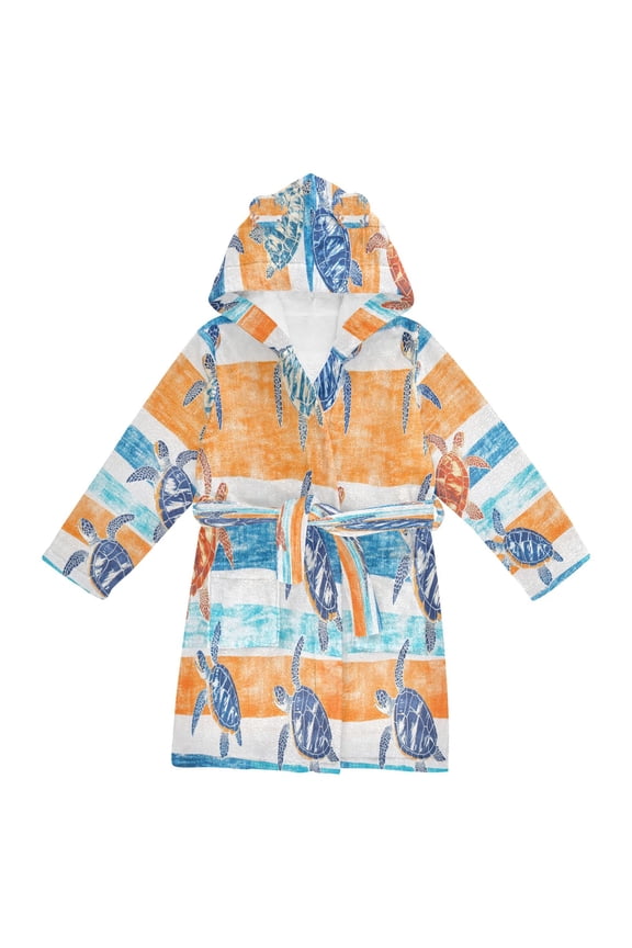 Bathrobes Belt Hooded Sea Turtles in Motion Creative Pattern