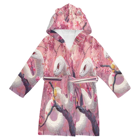 BZSMCE Bathrobes Belt Hooded Serpent in Bloom Creative Pattern