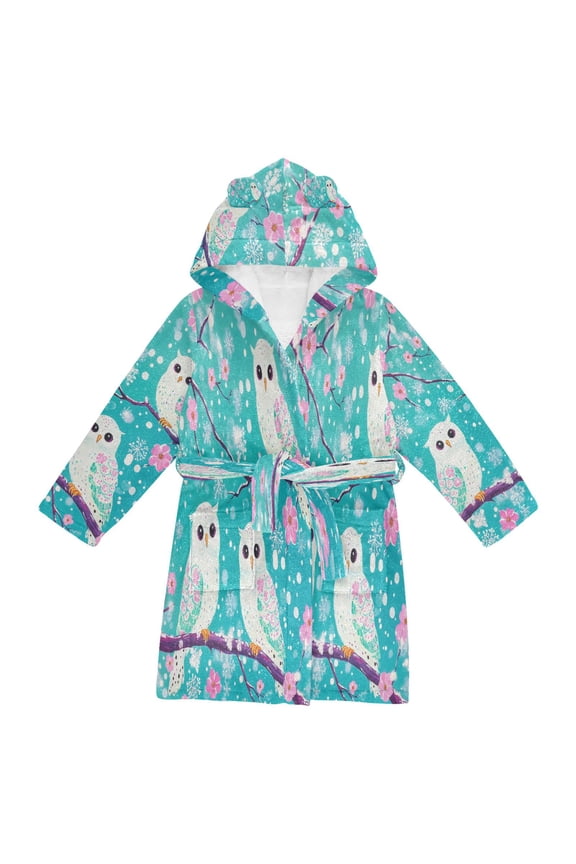 Bathrobes Belt Hooded Springtime Owls Creative Pattern
