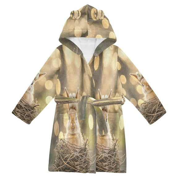 BZSMCE Bathrobes Belt Hooded Squirrel's Spring Smile Creative Pattern