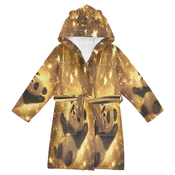 BZSMCE Bathrobes Belt Hooded Starry Panda Dreams Creative Pattern