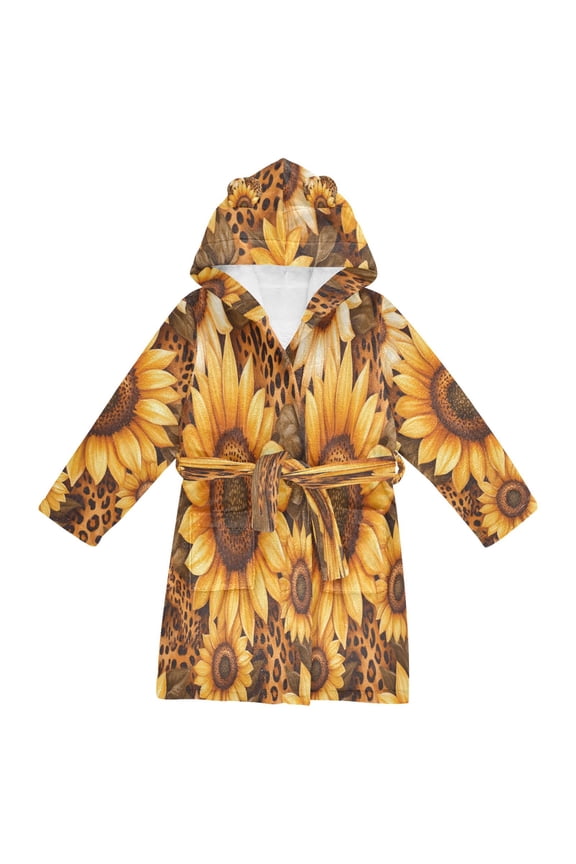Bathrobes Belt Hooded Sunflower Safari Creative Pattern